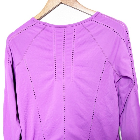 Athleta Women's Purple Vented Long Sleeve Stretch Crewneck Workout Athletic Top - Picture 13 of 16